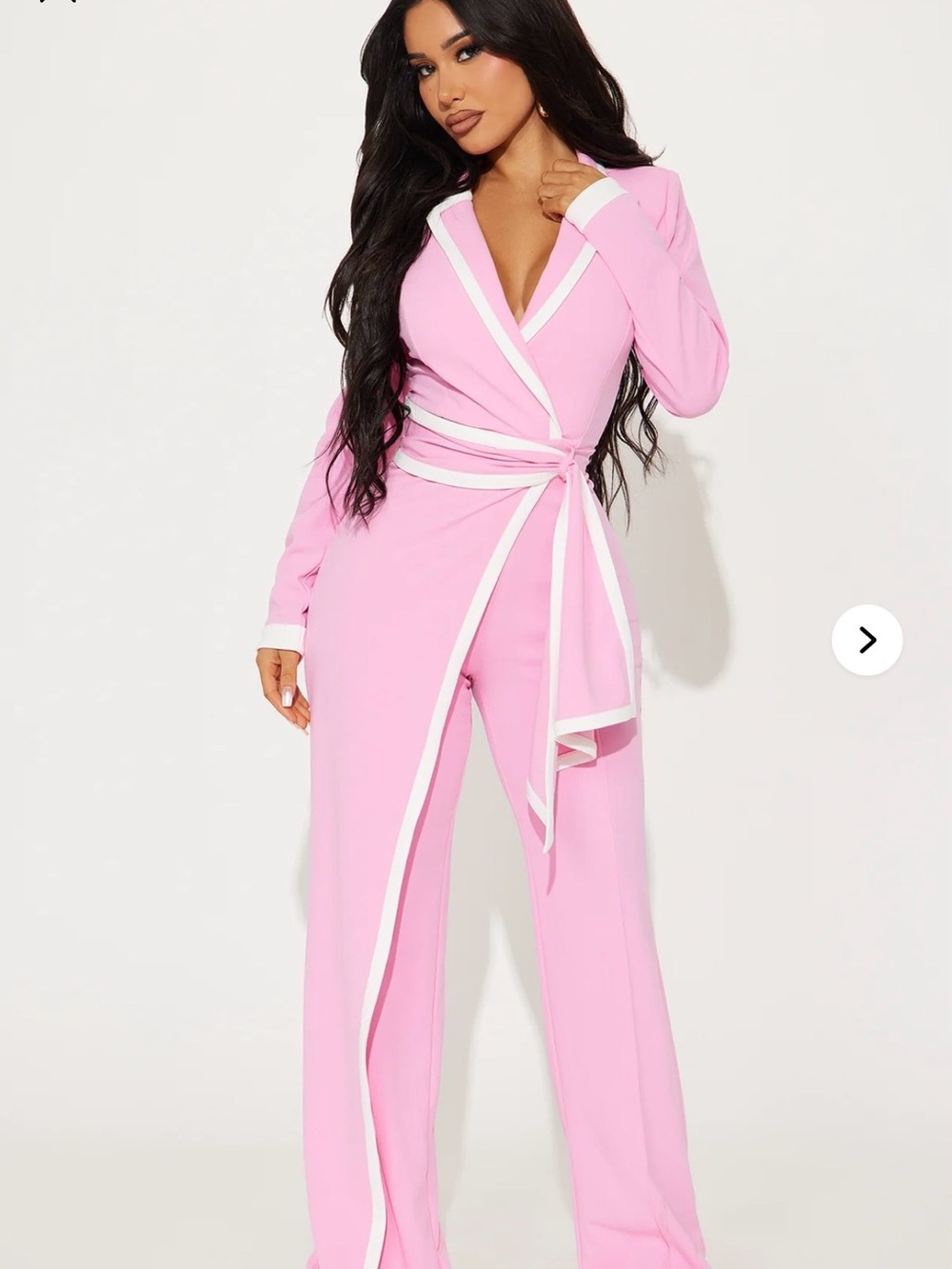 Fashion Nova Pink Jumpsuit with White Trim - Picture 4 of 6